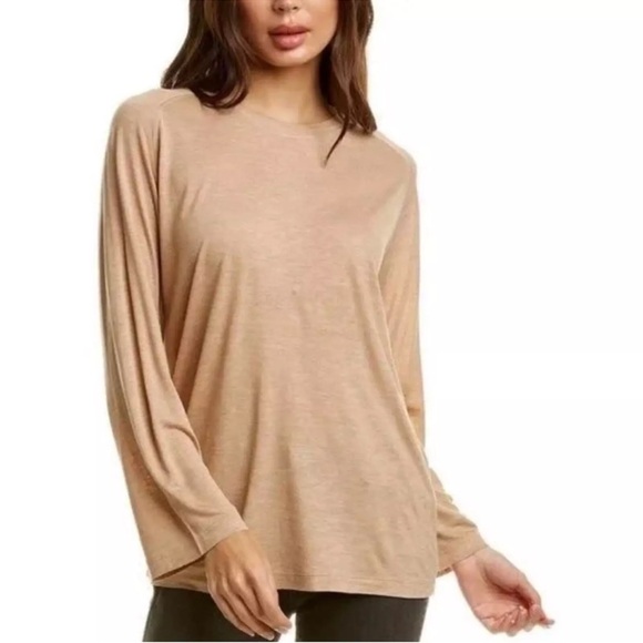 VINCE Raglan Viscose Long Sleeve Tee Shirt Top in Heather Oatmeal Size XS - Picture 1 of 5